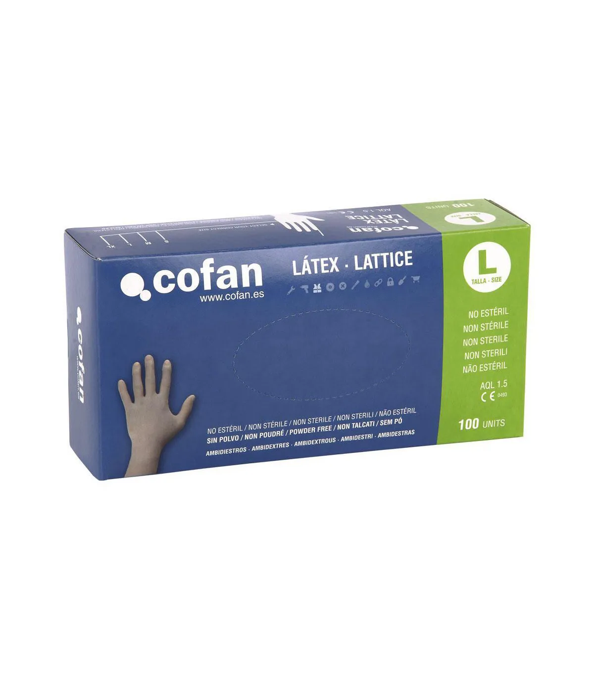 100% Latex-Latexhandschuhe sehr resistent 100% Latex in mehreren Maßnahmen - Cofan