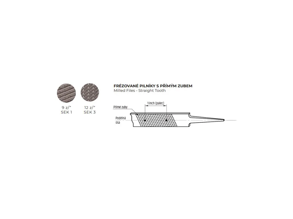 Gefräste Feile flach 300 mm, 30 × 7 mm, gerade Verzahnung, Sek. 3