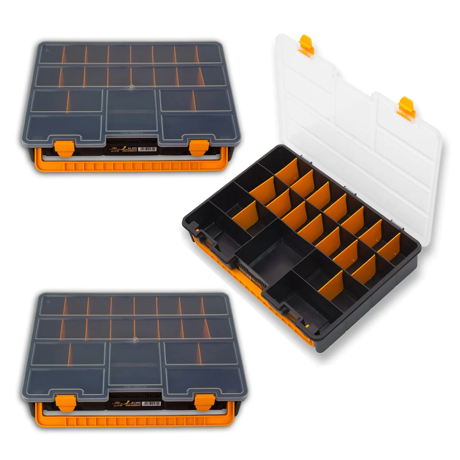3x Kunststoff Sortimentskoffer / Sortimentskasten mit Tragegriff