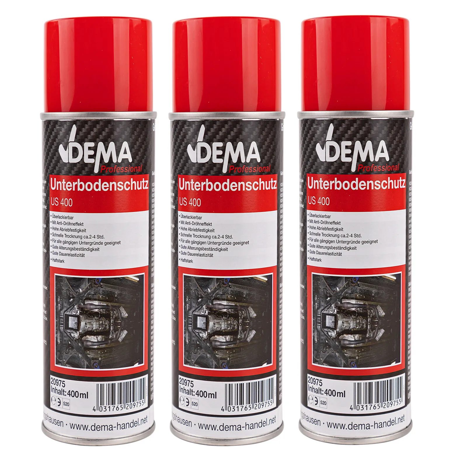 Unterbodenschutz schwarz 400 ml 3-er SET Spraydose