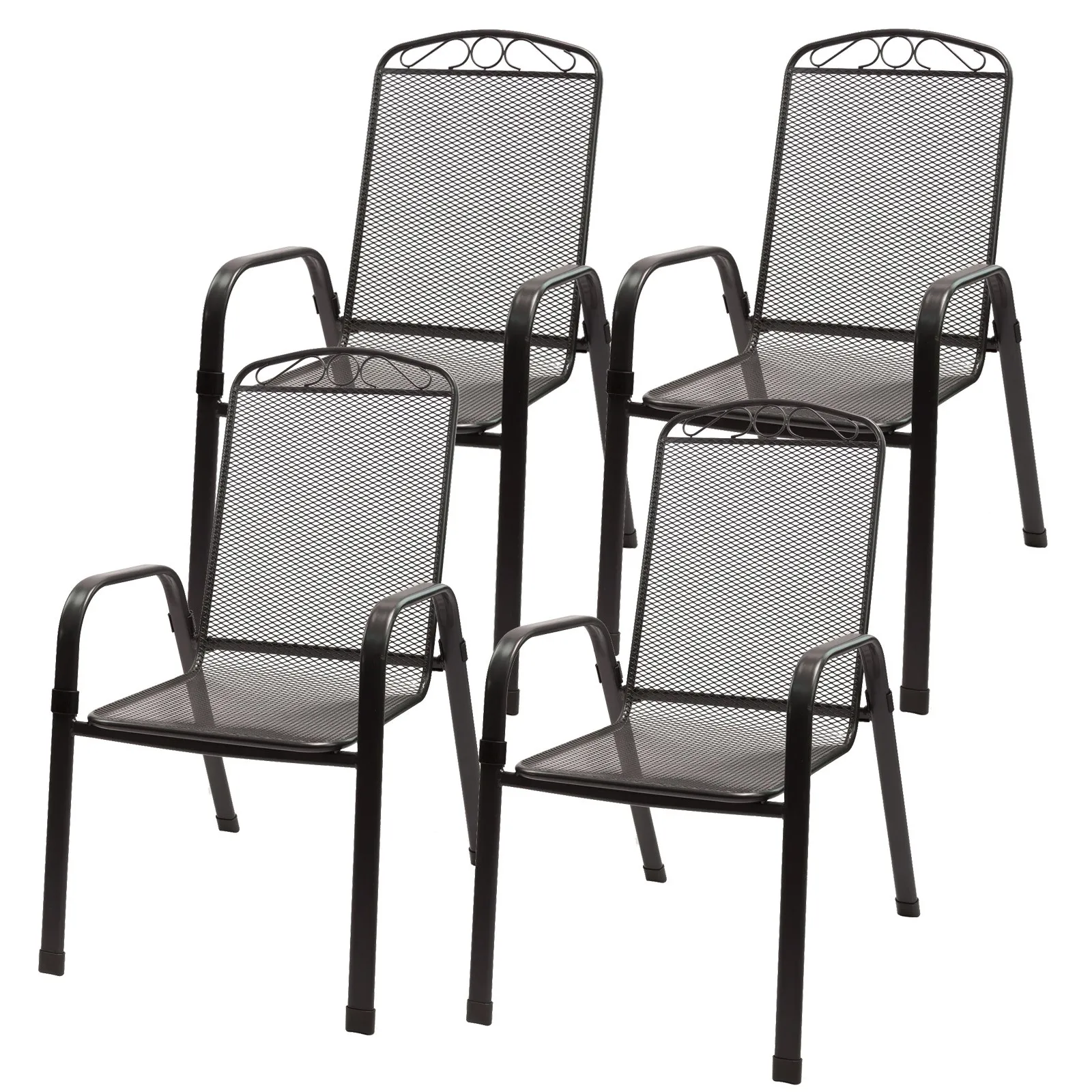 4er Set Stapelstuhl / Gartenstuhl aus Streckmetall Hollywood