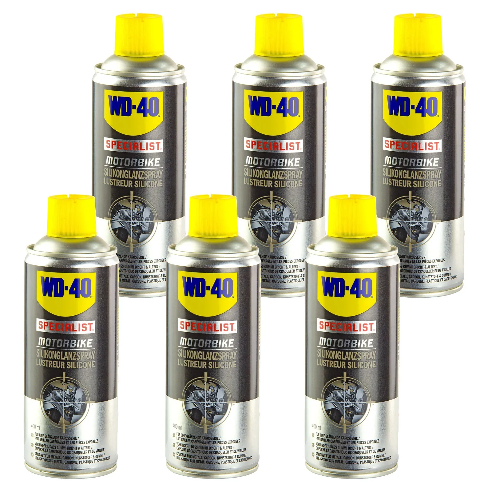 6 Stück WD-40 Motorbike Motorrad Silikonglanzspray je 400ml