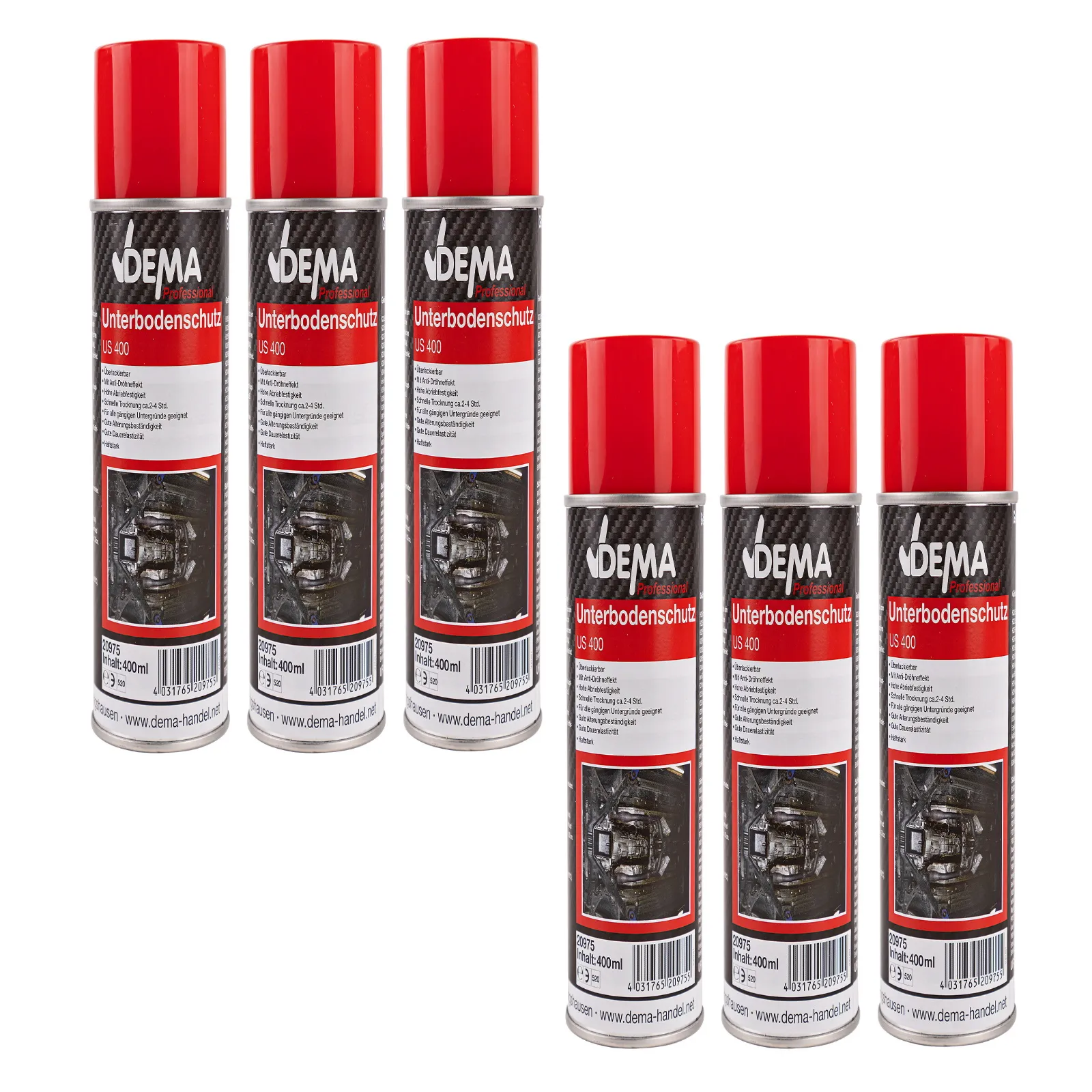 Unterbodenschutz schwarz 400 ml 6-er SET Spraydose