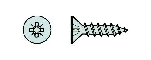 2,5 x 16mm Pozidriv - Kreuzschlitz Senkkopf Vollgewinde (1000 St.)