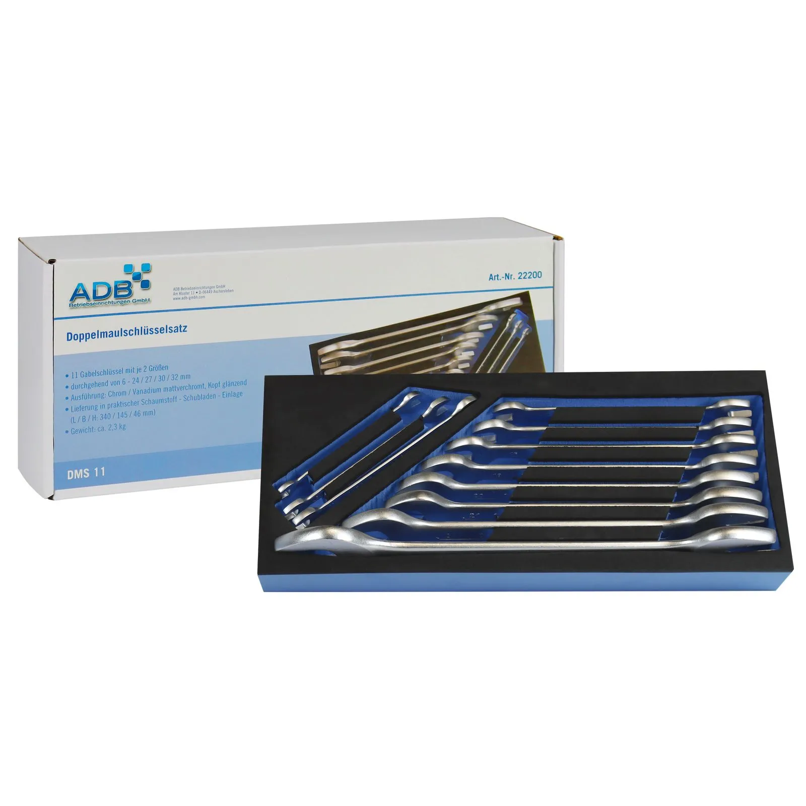 Werkzeugeinlage Werkstattwagen Einlage Doppelmaulschlüssel 11-teilig