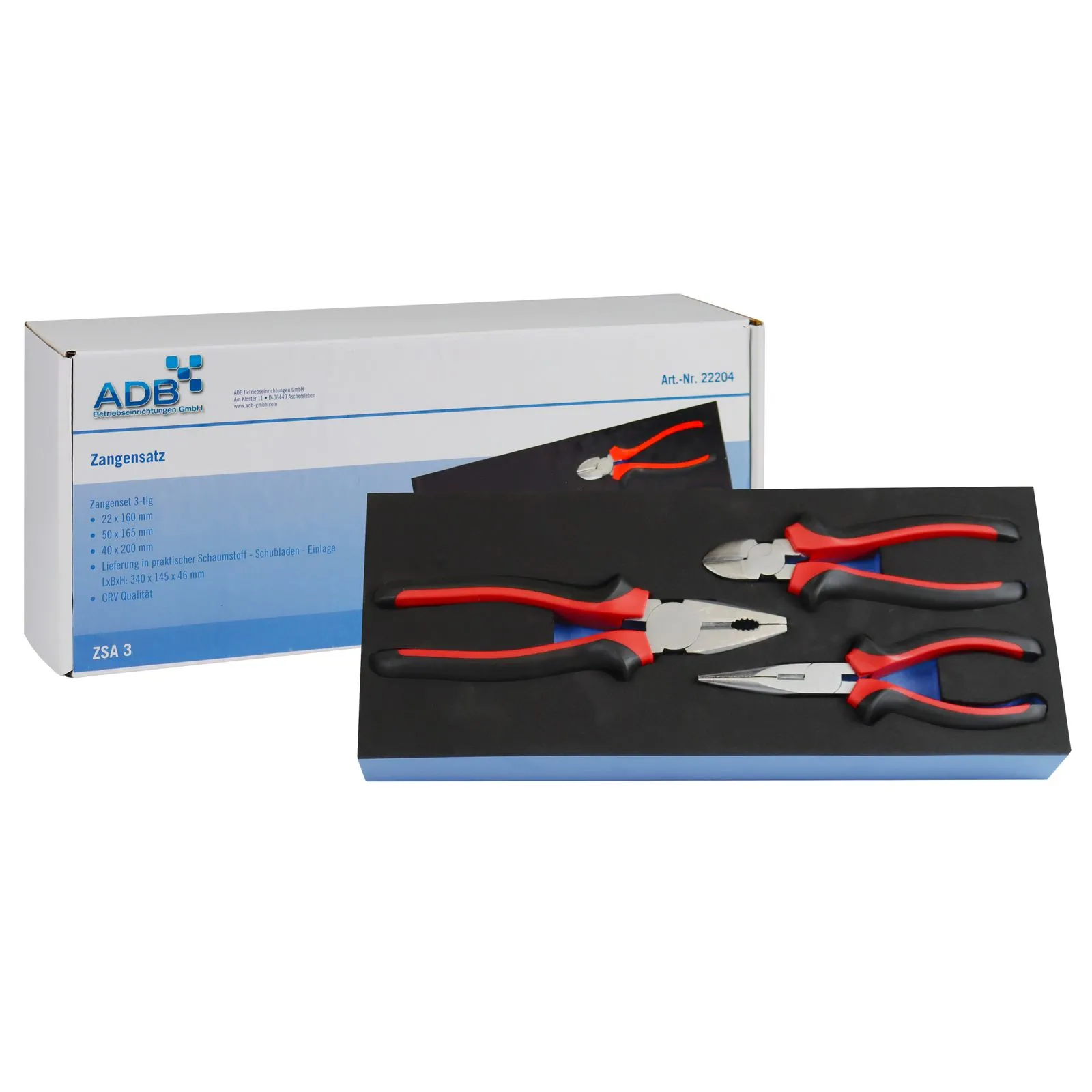 Werkzeugeinlage Werkstattwagen Kombizange Spitzzange Seitenschneider