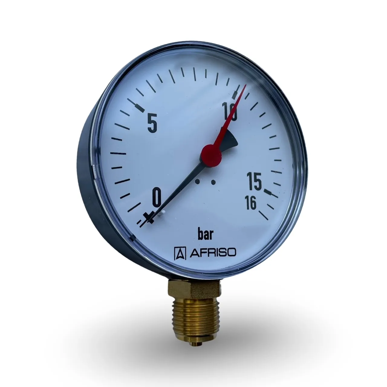 Afriso Rohrfeder-Manometer Manometer groß 0-16bar Anschluss unten 1/2'' AG Ø 100mm 63615