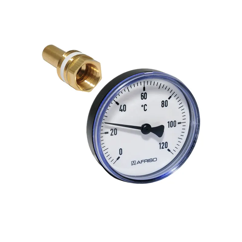 Afriso Bimetall Thermometer mit Tauchhülse 1/2 AG Ø 63mm Länge 40mm 63702