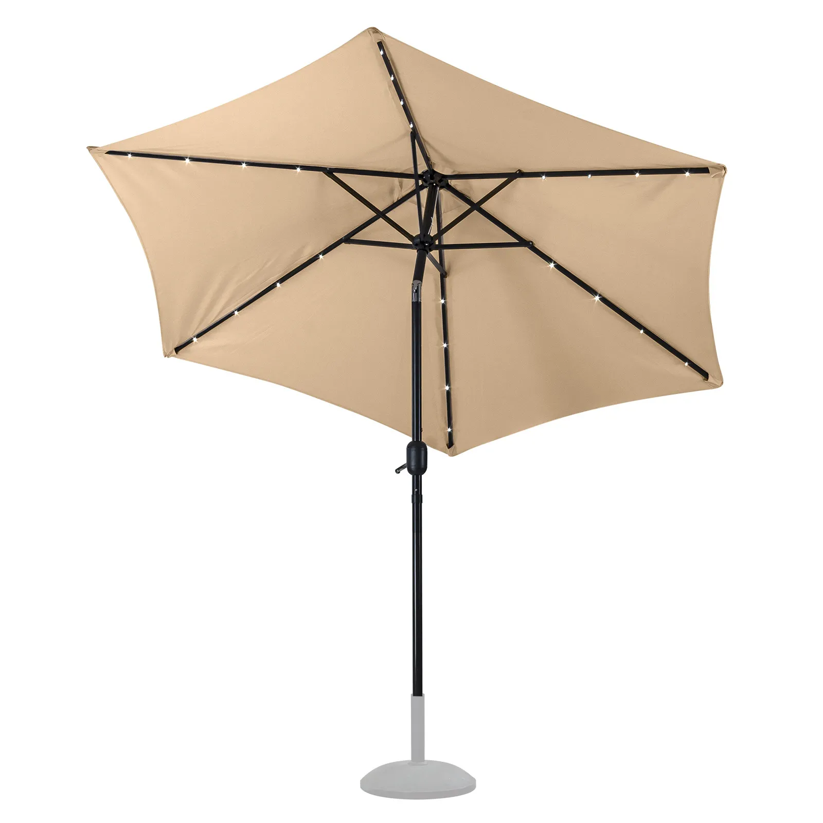 Alu-Sonnenschirm Gartenschirm Solar LED Beleuchtung beige Ø 2,7 m