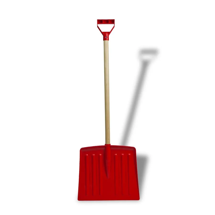 Schneeschieber mit Holzstiel Schneeschippe Schneeschaufel 30x87 rot