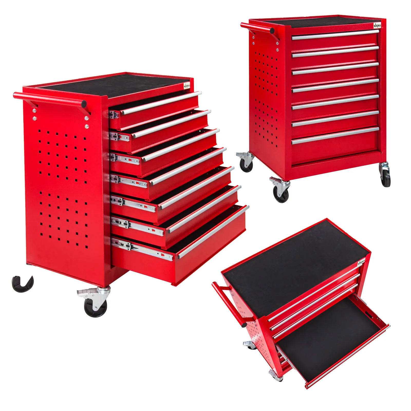 Werkstattwagen / Werkzeugwagen Kimi, fahrbar, 7 Schubladen + Lochwand