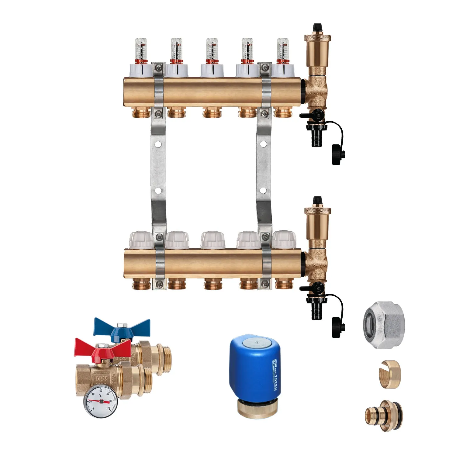 Premium Messing Heizkreisverteiler Set 2 HK