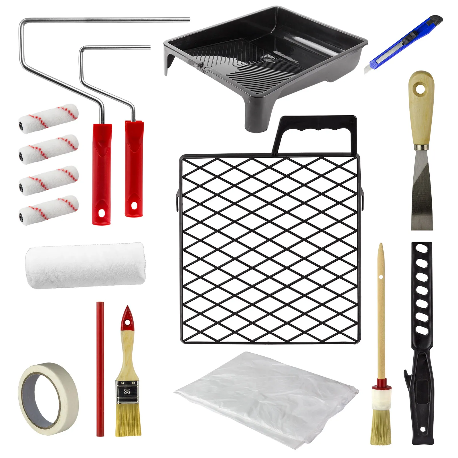 Malerset / Farbroller Renovierset, Pinsel Set, 17tlg.