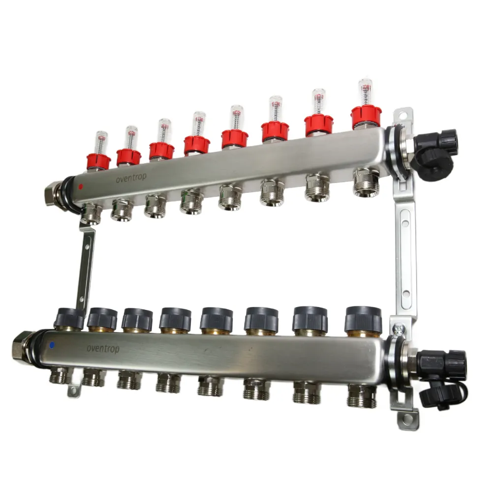 OVENTROP Verteiler Edelstahl 1'' für FBH 8 Kr.,m.Durchflusseinsätzen 0-5 l/min. 1405358