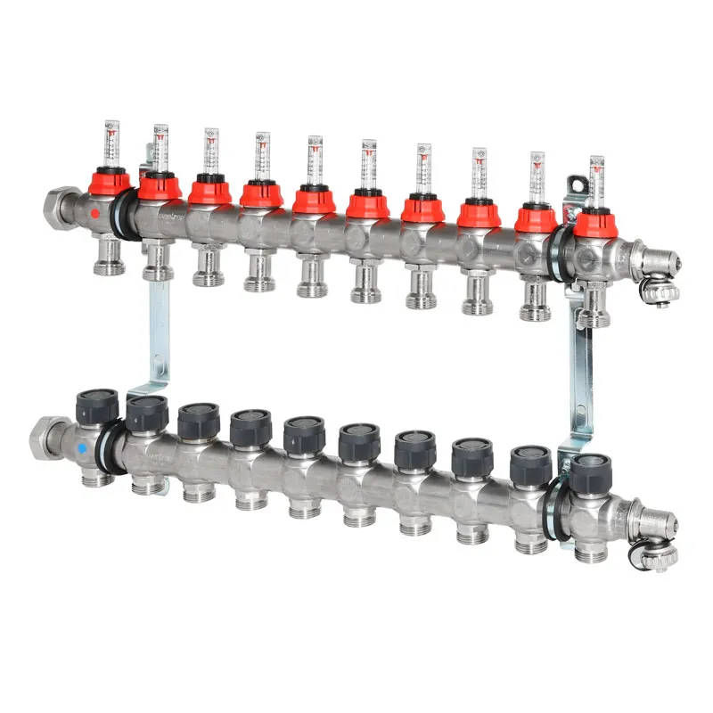 OVENTROP Verteiler Edelstahl 1'' für FBH 10 Kr.,m.Durchflusseinsätzen 0-5 l/min. 1405360