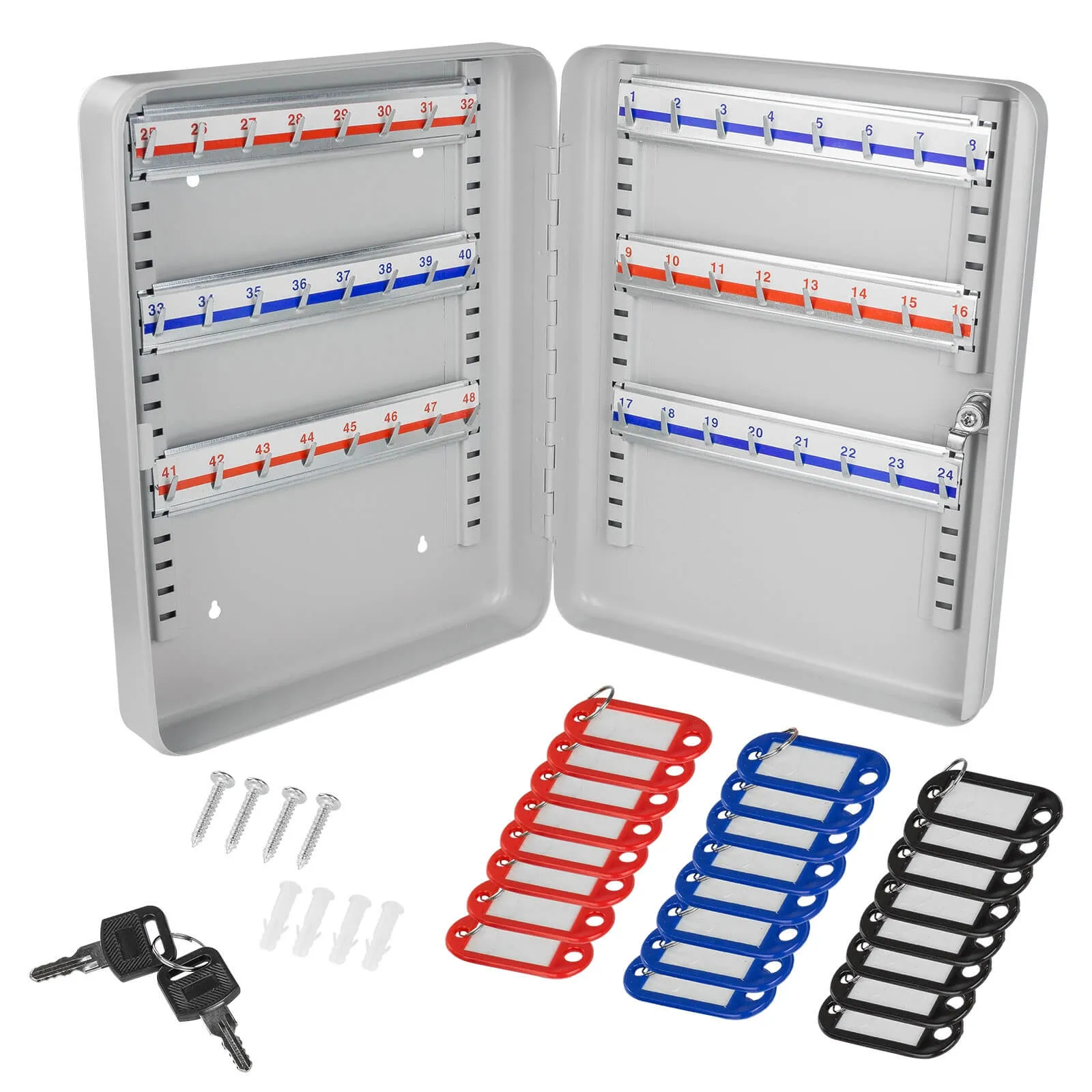 Schlüsselkasten DSK48 mit 48 Haken, Schlüsselschrank, Schlüsselbox
