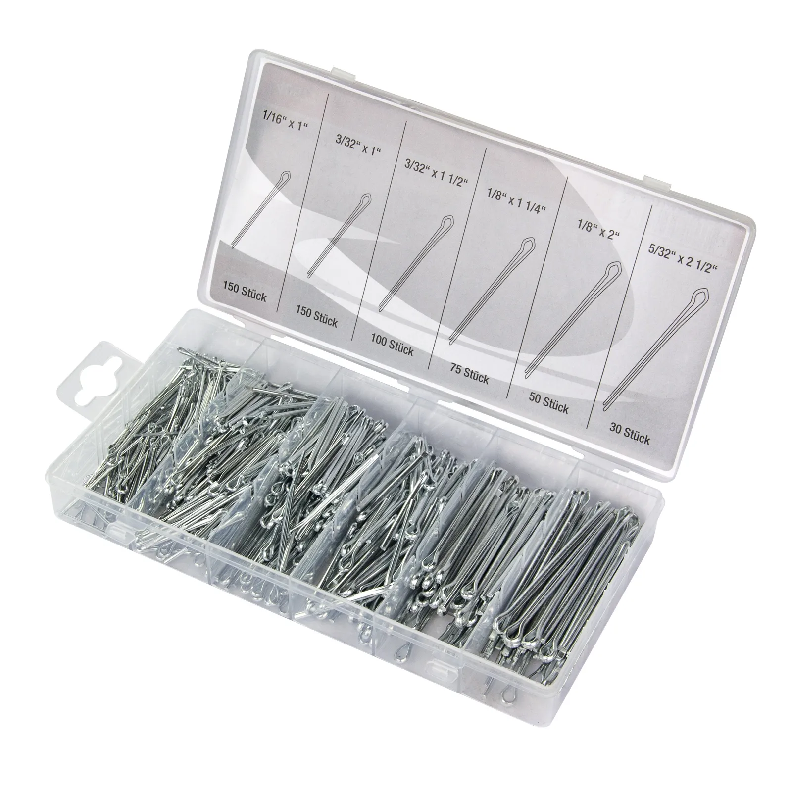 Splinte Sortiment 555 Stk. Splint Sortimentbox Werkstatt