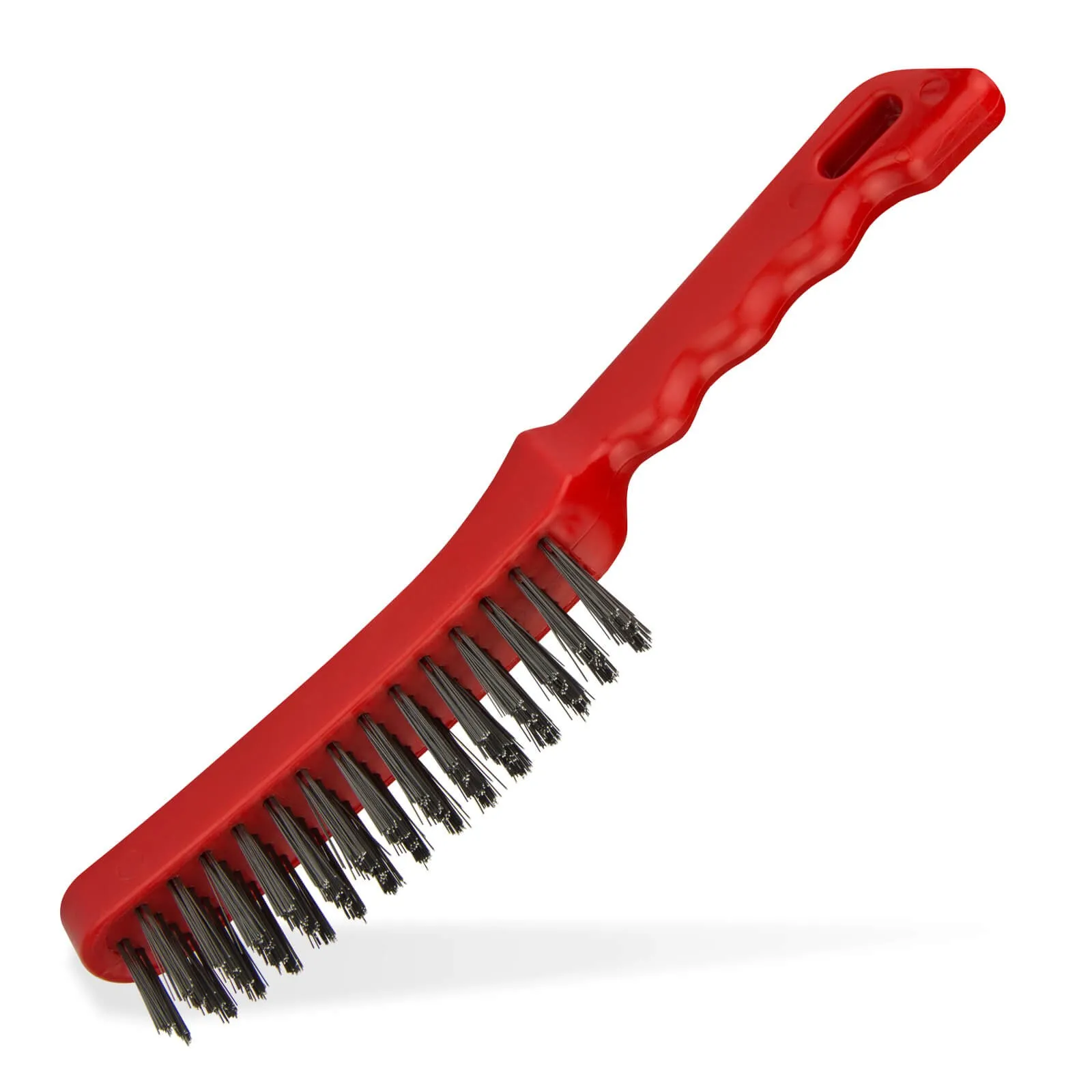 Stahldrahtbürste / Drahtbürste 4-reihig mit geschweiftem Kunststoffgriff
