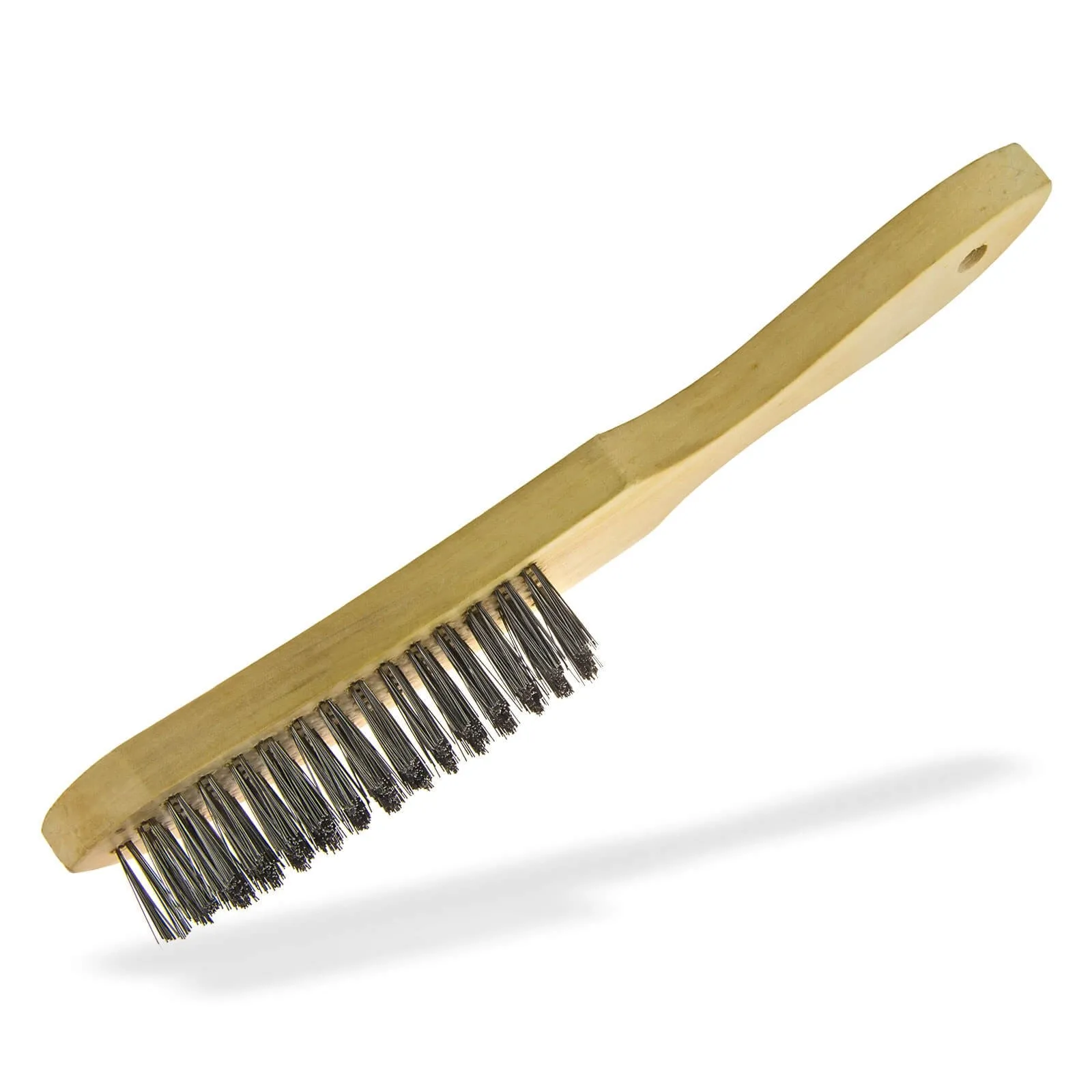 Stahldrahtbürste / Drahtbürste 5-reihig mit geschweiftem Holzgriff