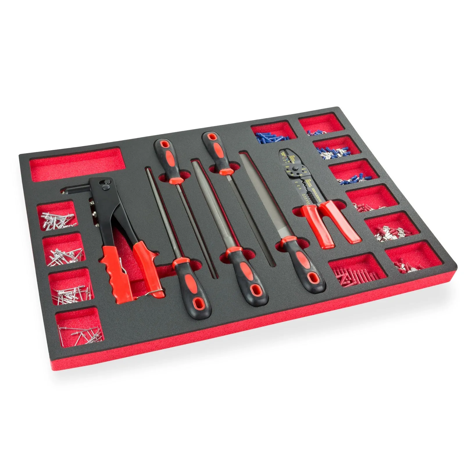 Werkzeugeinlage Elektro- Feilen- und Nietensatz 227 tlg. 57x40cm