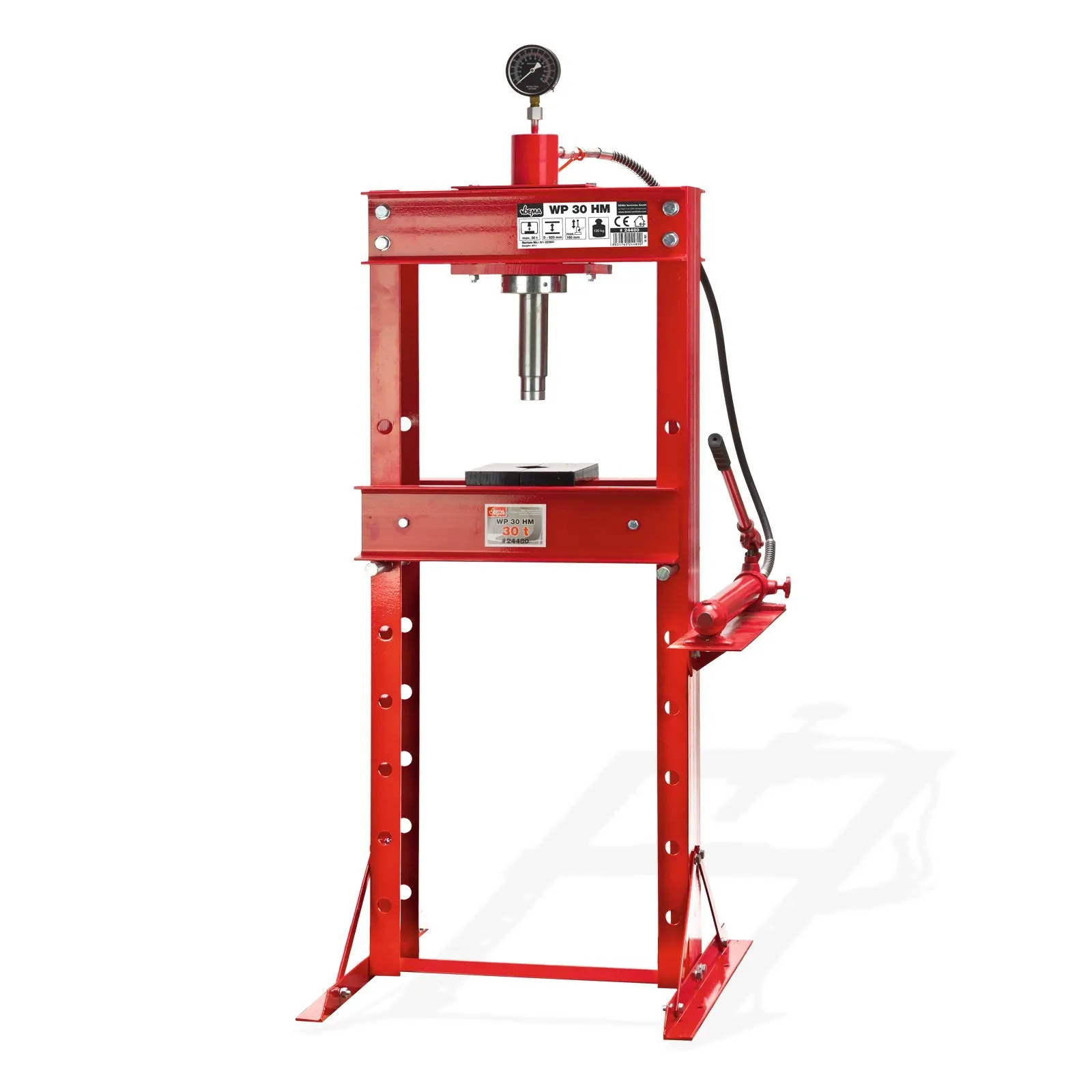 Werkstattpresse / Hydraulikpresse 30t, Manometer, 2 Druckplatten