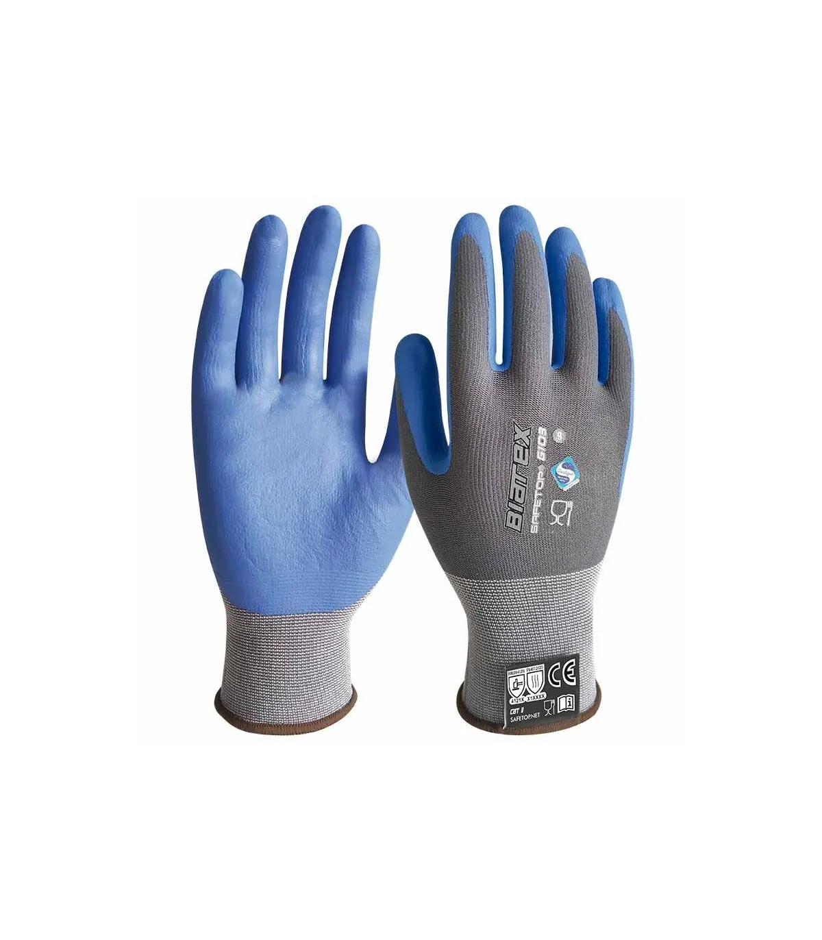 Blaue Nitrilhandschuhe BIATEX Feeder und Anticulous Pack von 12 SAFETOP Einheiten