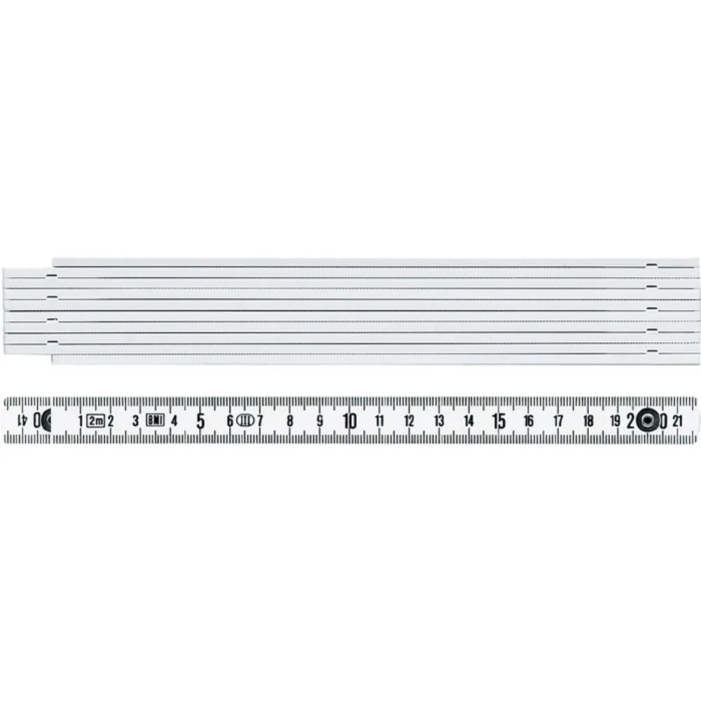 BMI Gliedermaßstab 1041, mm/cm EG III, Länge 1 m, Kunststoff weiß