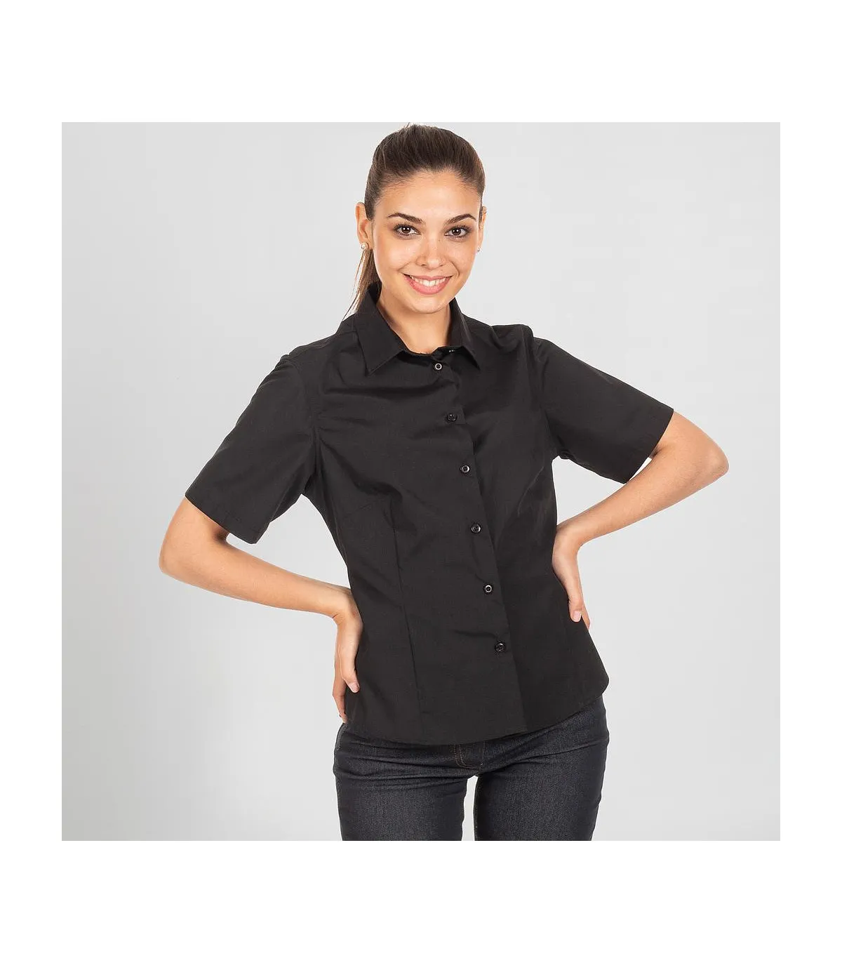 Damen Bluse mit kurzen Ärmeln und Klammern, POP REDLINE UNIFORMES GARY'S 288000