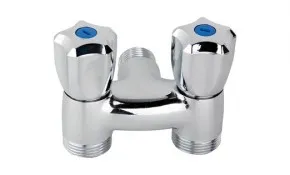 Doppel Waschmaschinenhahn verchromt mit Rückflussverhinderer