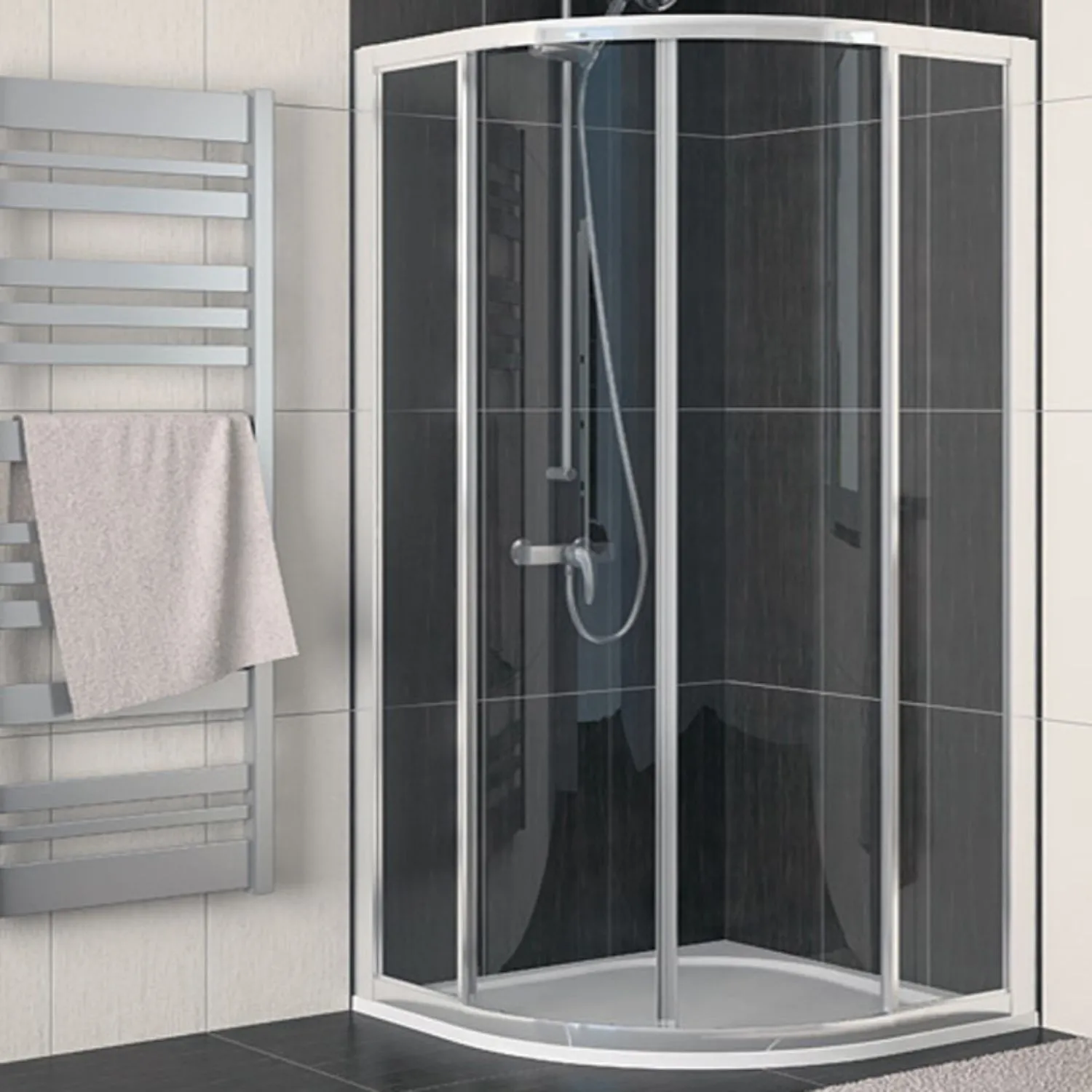 Eco-Line Runddusche Viertelkreis 100 x 100 cm Radius 550 hochglanz