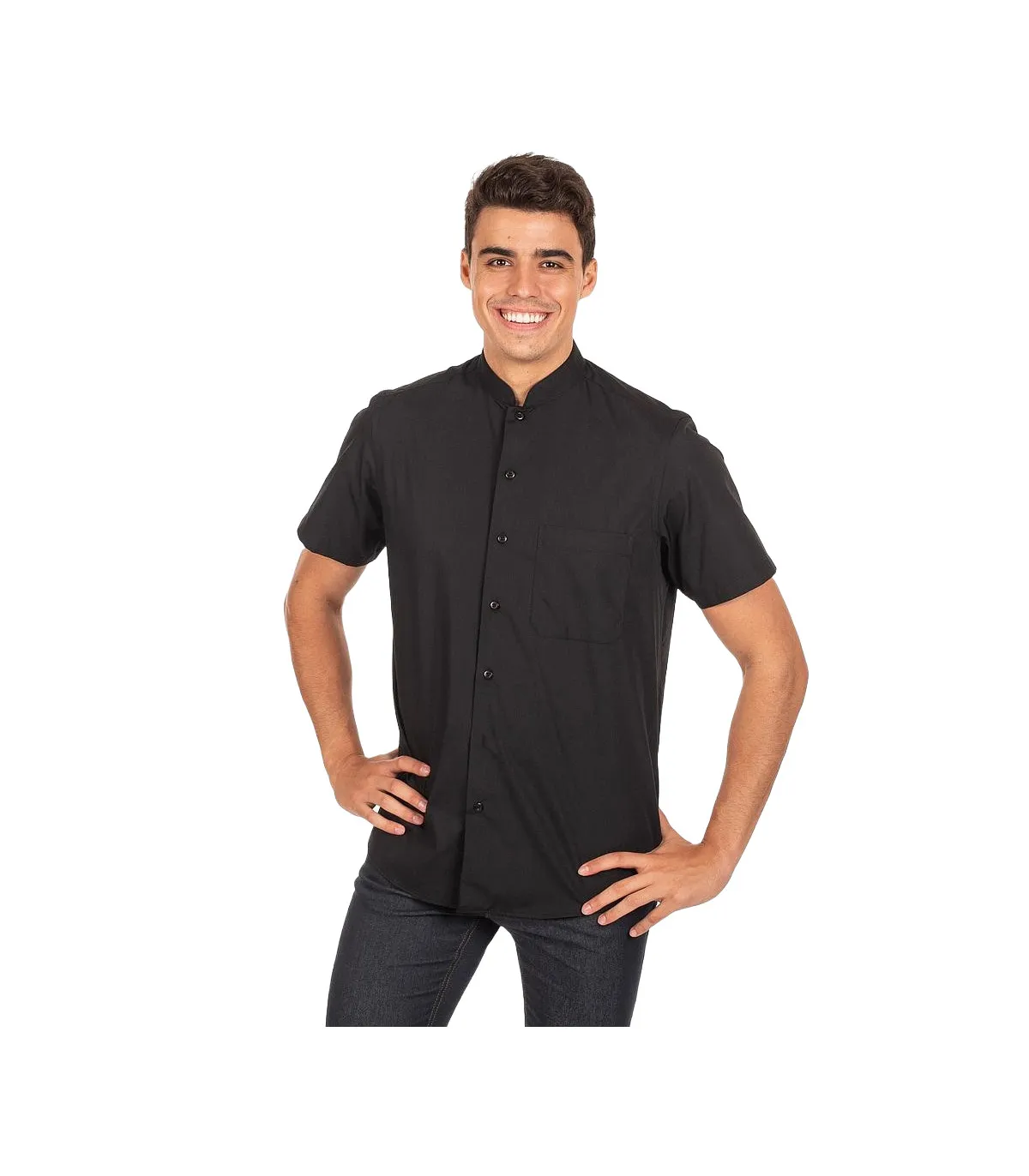 Herrenhemd mit Mao-Kragen und kurzen Ärmeln, Popeline-Stoff POP REDLINE UNIFORMES GARY'S 296100