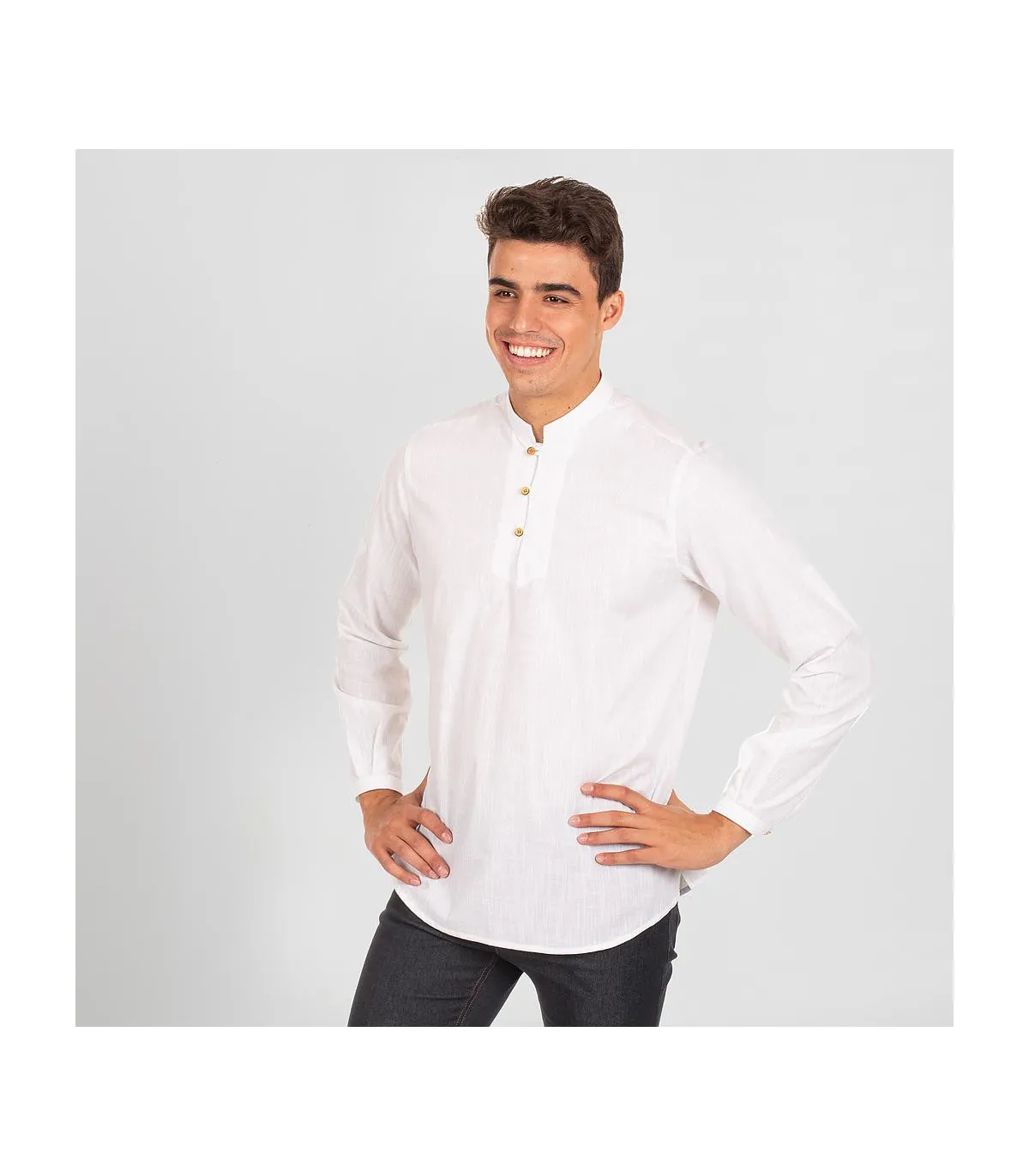 Herrenhemd mit Maohals und langen Ärmeln, FALSO LINO SLIM FIT DANTE UNIFORMES GARY'S 298900