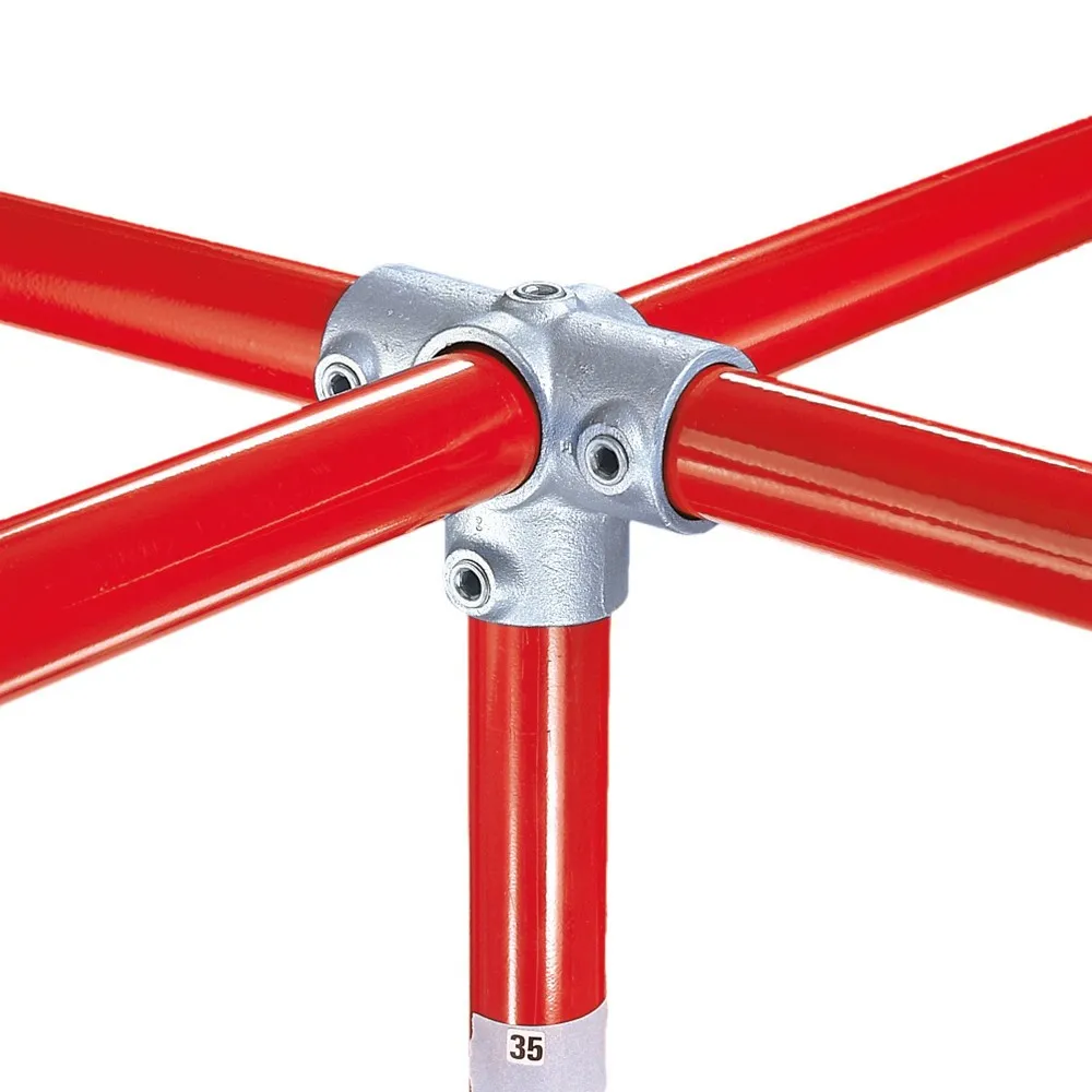 Kreuzverbinder mit 3 Abgängen, 1 Mitteldurchgang, Außen-Ø Rohr 26,9 mm