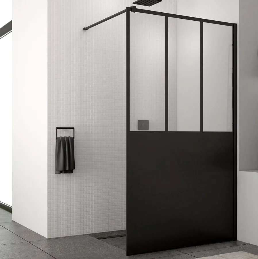 Duschabtrennung Walk in Trennwand STR4P Black-Line Easy 1000mm SW A69 Attic