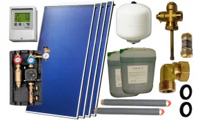 Solaranlage für Warmwasser- Heizung mit 4 Flachkollektoren (ohne Speicher) EM1 V/2.0S