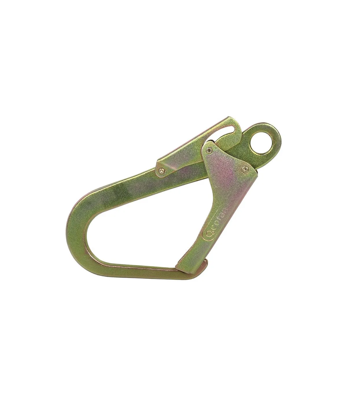 Steel safety carabiner for scaffolding with automatic double action lock COFAN 11000128