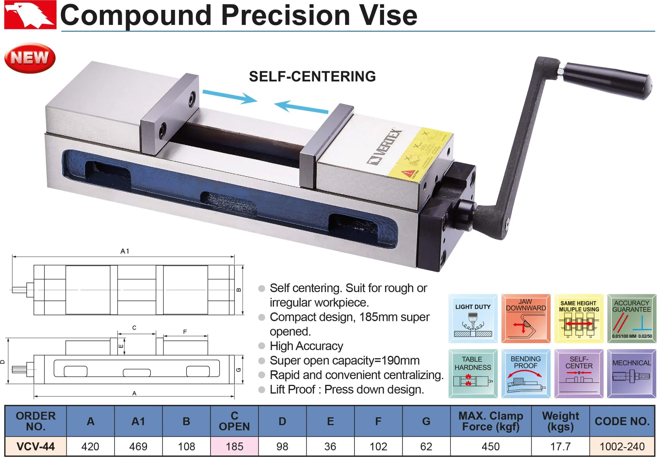 VCV-44 Maschinenschraubstock selbst zentrierend