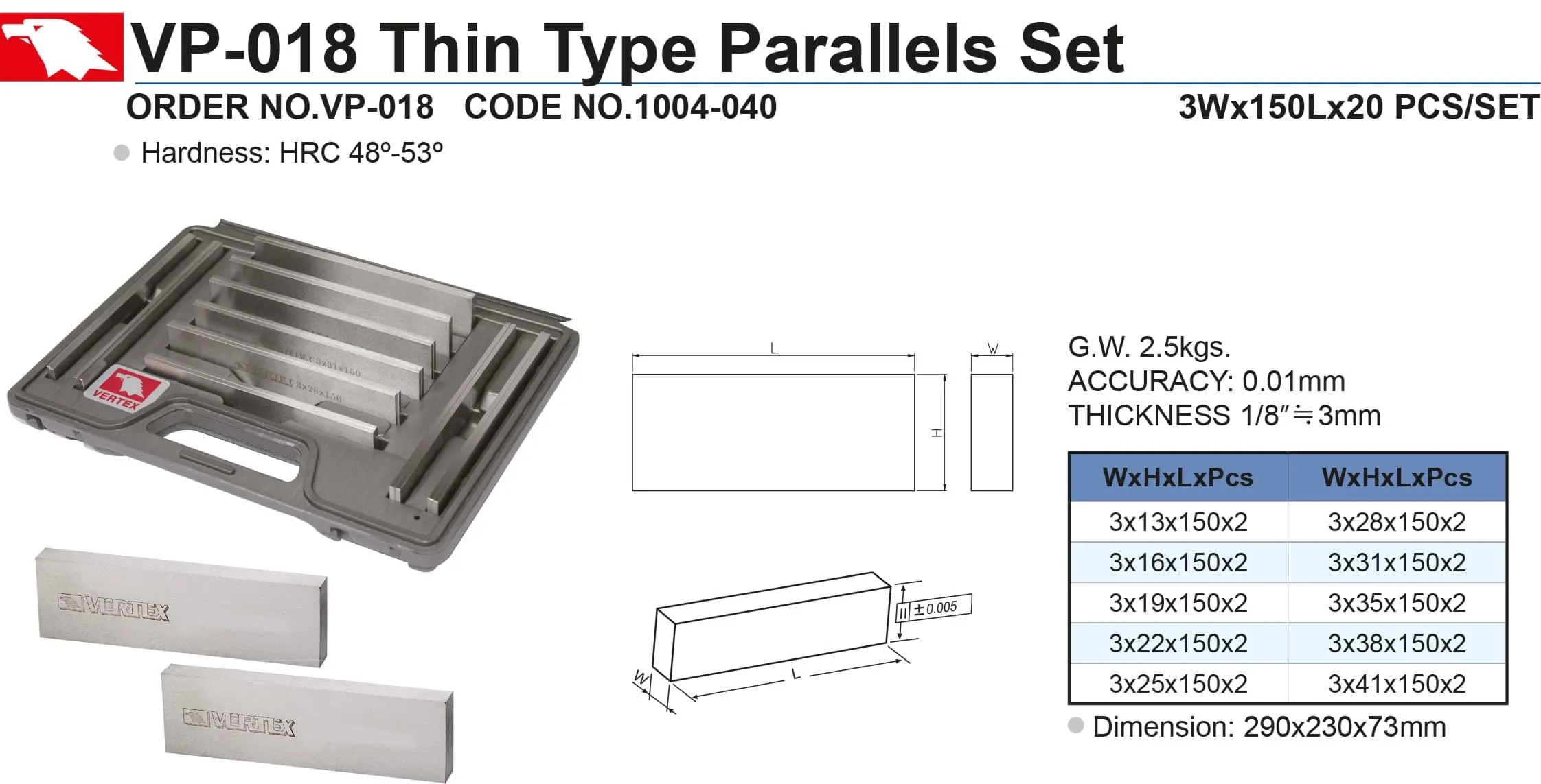 VP-018 Parallelunterlagensatz VP-018