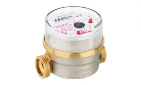 Wasserzähler Warmwasser 2,5 m³ mit Anschlussgewinde 3/4" AG - BL: 80 mm